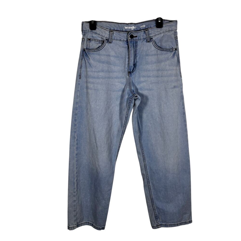Wrangler Loose Fit Husky Jeans 14 Light Wash Blue Denim Elastic Waist